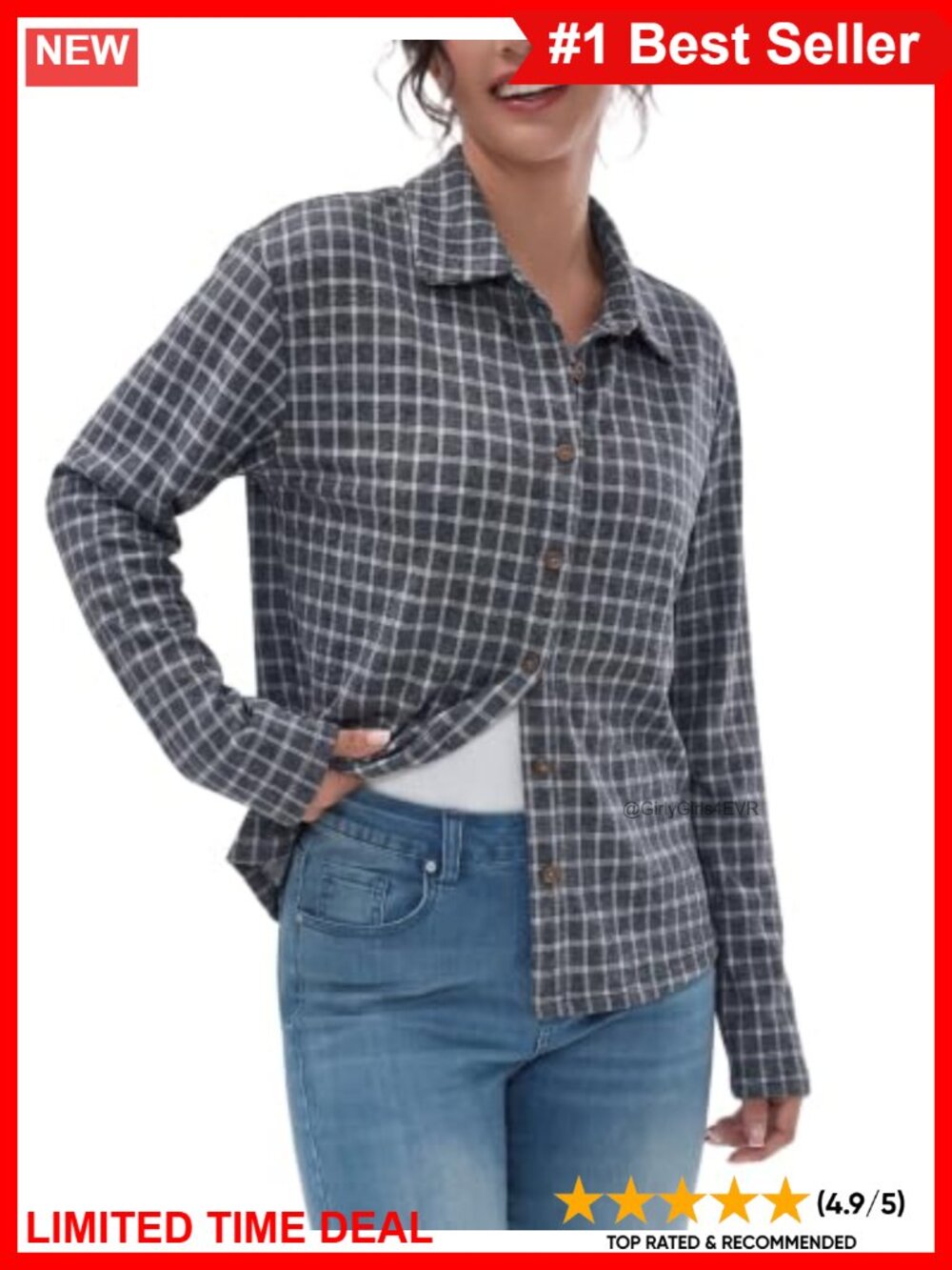 Plaid Flannel Shirt Long Sleeve Collar Button Down Slim Fit